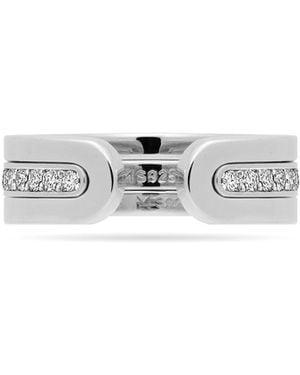 Meulien Modular Thin Band Ring Set With Pave Cz - White