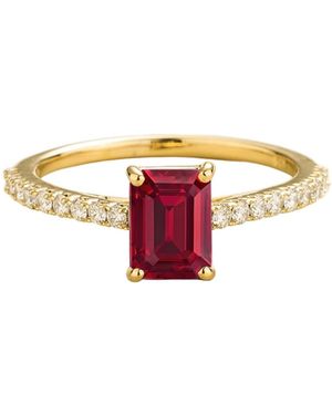 Juvetti Chelle Ruby Emerald-Cut & Diamond Pavé Ring - Red