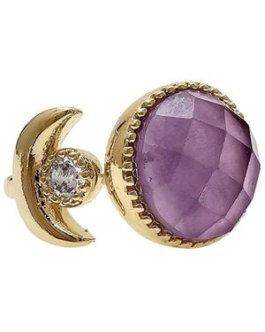 Farra Amethyst And Zircon Adjustable Open Ring - Purple