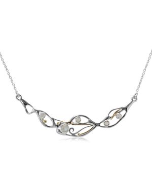 Isla Silver Moonstone Organic Flow Statement Necklace - Metallic