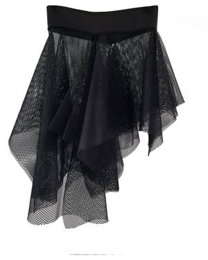Laura Daili Asymmetric Mesh Skirt - Black