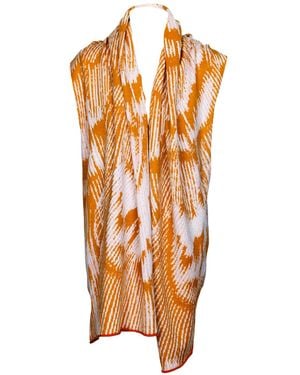 Essien & Emre Neutrals Volucer Merino Wool Pattern Scarf Peach - Orange