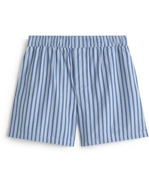 Thinking Mu Haitam Striped Bermuda Shorts - Blue