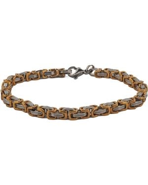 Ebru Jewelry Two Colour Design Bold Chain Bracelet - Brown