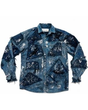 Zasta Studio Wearable Ruins Shredded Denim Colored Shirt G - Blue