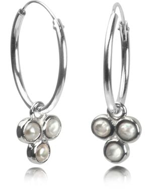 The Jewellery Store London Hoop Earrings With Pearls Trilogy Charms - Metallic