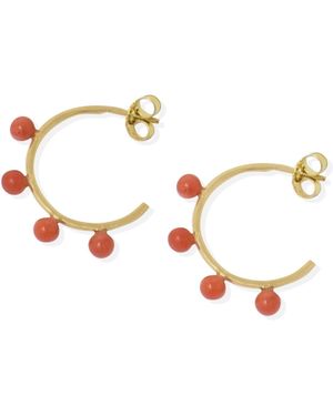 Vintouch Italy Coral Bead Hoop Earrings - Multicolour