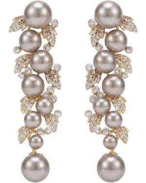 Modenaire Elegant Pearl Crystal Drop Earrings - Natural