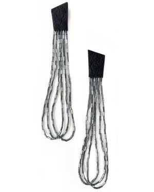 WAIWAI Beaded Dangle Earrings - Black