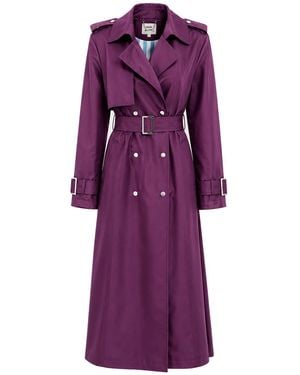 Julia Allert Belted Classic Longline Trench Coat - Purple