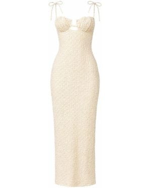 Montce Neutrals Amalia Texture Petal Long Slip Dress - White