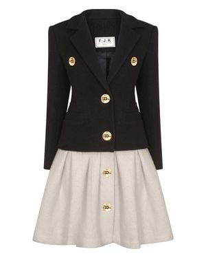 F.j.k by Farah Kadhimi Muna The And Ivory With Golden Buttons Jacket Dress - Black