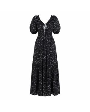 Rose & Nancy Eloise Spot Print Cotton Crinkle Maxi Dress - Blue