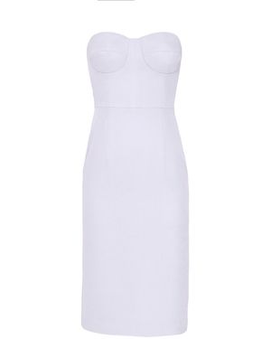 Nomi Fame Oramor Bluish Strapless Crepe Corset Midi Dress - White