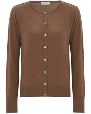 Peraluna Classic Basic O-Neck Knitwear Cardigan - Brown