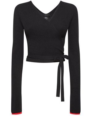 SVETA Milano Judith Cashmere-Wool Blend Wrap Cardigan - Black