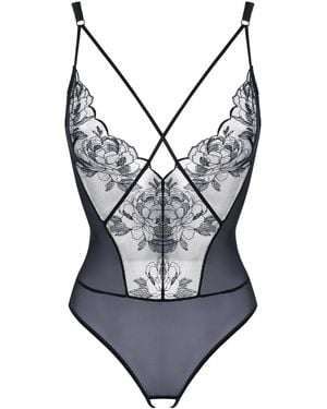 BonBon Lingerie Coco Heart Ouvert Bodysuit - Blue