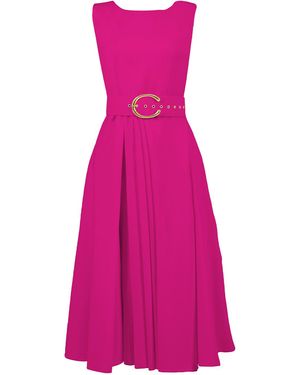ALINA CERNĂTESCU Vienna Midi Garden Cocktail Dress With Textile Belt - Pink