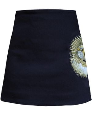 My Pair Of Jeans Gold Baboon Mini Skirt - Blue