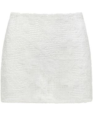 Montce Margarita Floral Lace Micro Skirt - White