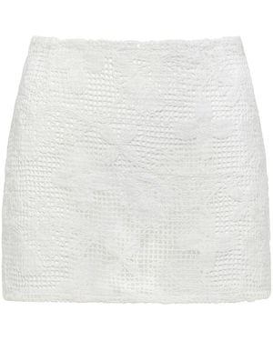 Montce Margarita Floral Lace Micro Skirt - White
