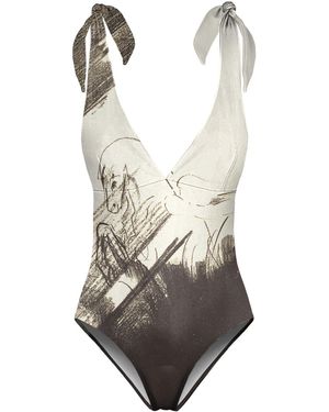 Aloha From Deer Neutrals Winged Horse One Piece Swimsuit - Gray