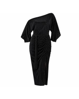 Girl In Mind Vendy Off The Shoulder Ruched Detail Midi Dress - Black