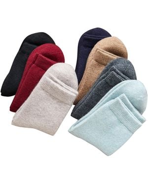 Soft Strokes Silk Cashmere Quarter-Length Socks Set Of Seven - White