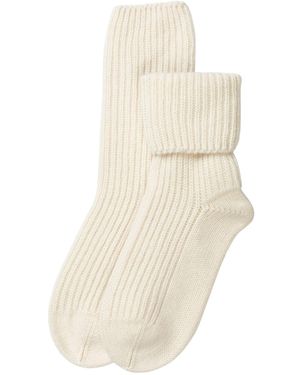Kinalba Ladies Ribbed Cashmere Bed Socks - Natural