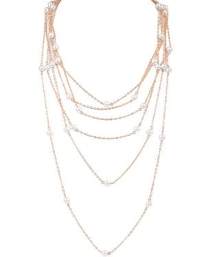 Saachi Pearl Multi Layer Necklace - Metallic