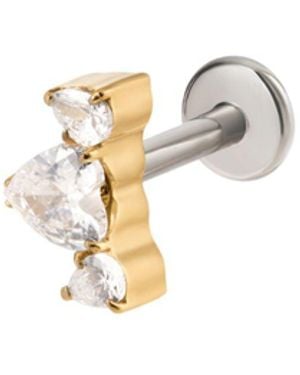Vanhi Curved Crystal Threadless Flat Back Titanium Cartilage Stud - Metallic