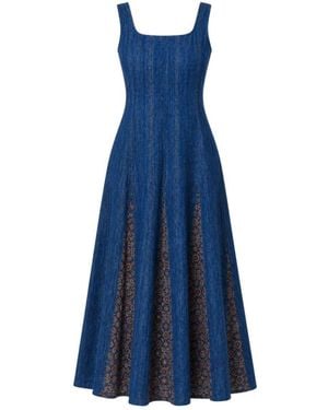Charkha & Loom Shop Artemis Handloom Denim Midi Dress Denim - Blue