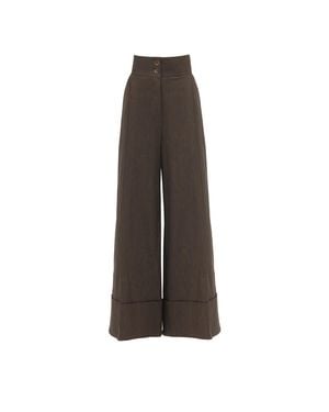 Julia Allert Casual High-Rise Flared Denim Pants - Brown