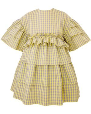 KAROLINA OZOLINSIUTE Saffron Checks Mini Oversized Dress - Metallic