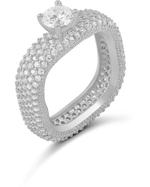SHYMI Pave Statement Ring With Centre Stone - Metallic
