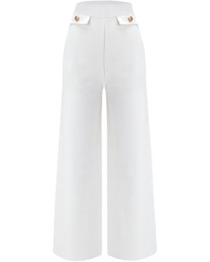 Peraluna Marlene Trouser Button Detailed Knit Trousers - White