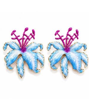 The Pink Reef Hibiscus Earring - Blue