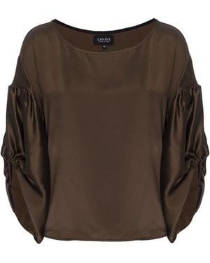 LAHIVE Olenna Chocolate Silk Blouse - Brown