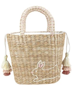 LIKHÂ Mini Tote Bag With Embroidered Bunny - Natural