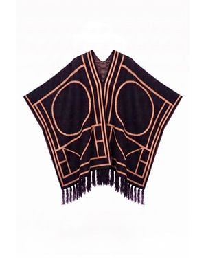James Lakeland Geometric Poncho - Black