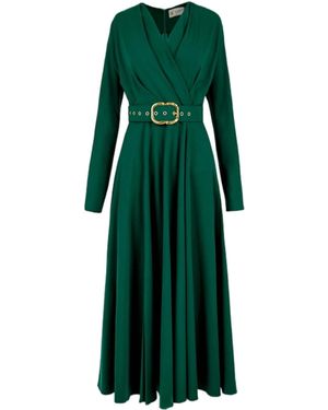 ALINA CERNĂTESCU Midi Jade Drapery Office Dress - Green