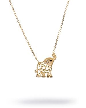 Ebru Jewelry Lucky Charm Filigree Elephant Necklace - Metallic