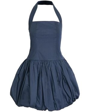Amy Lynn Pure Cotton Halterneck Mini Puffball Dress - Blue