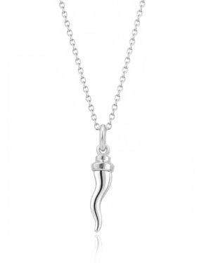 Unaloe Sterling Italian Horn Cornicello Necklace With Bowler Hat - Metallic