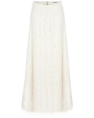 Merlenne Long Fringed Skirt - White
