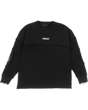 mysimplicated Oversized Cotton Abyss Frayed Crewneck - Black