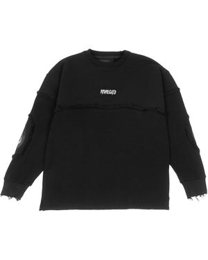 mysimplicated Oversized Cotton Abyss Frayed Crewneck - Black