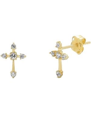 Spero London 9Ct Solid Cross Earrings - Metallic