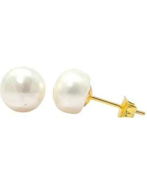 Sophelia Handpicked Freshwater Plated Pearl Stud Earrings - Metallic