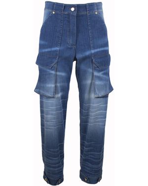 Lalipop Design Straight-Leg Cargo Jeans - Blue